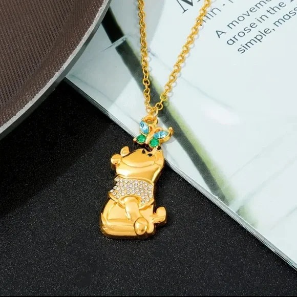 Gold Winnie the Pooh Pendant Necklace - Picture 3 of 7